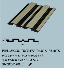 PNL-20200 Crown Oak & Black Polimer Duvar Paneli
