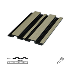 PNL-20200 Crown Oak & Black Polimer Duvar Paneli
