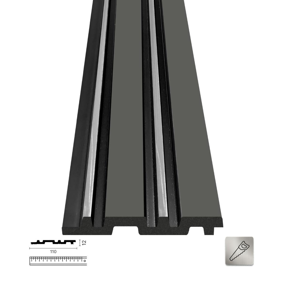 PNL-12110-S Anthracite Silver Polimer Duvar Paneli