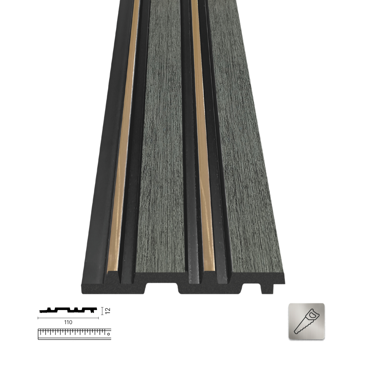 PNL-12110-S Grey Gold Polimer Duvar Paneli