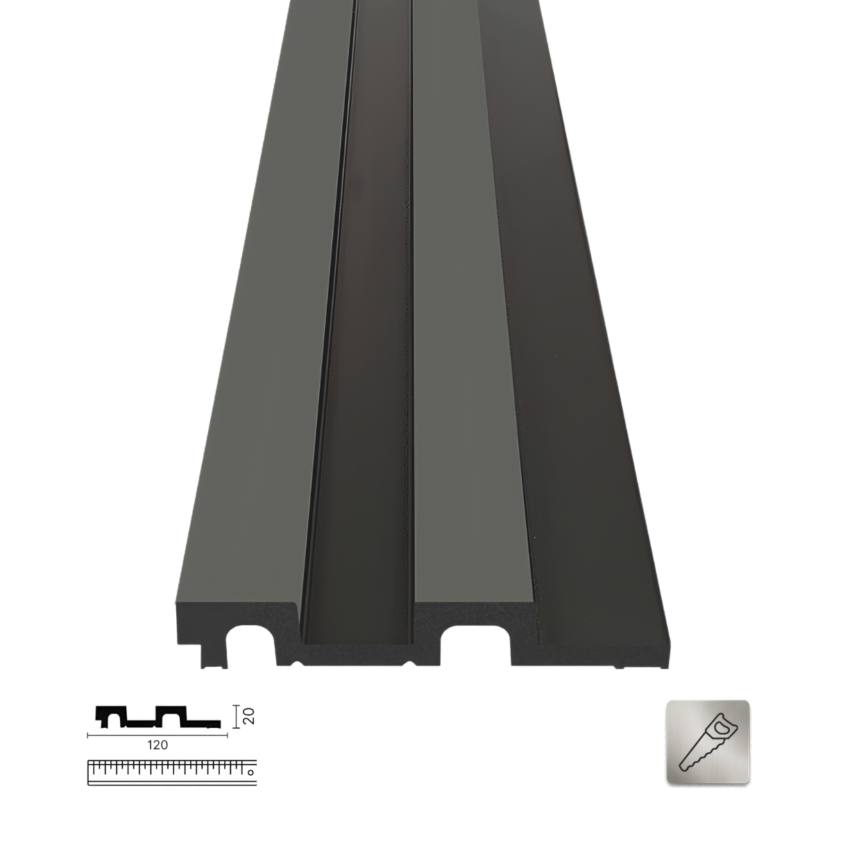 PNL-20120S Anthracite Black Polimer Duvar Paneli