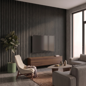 PNL-20120S Grey Black Polimer Duvar Paneli