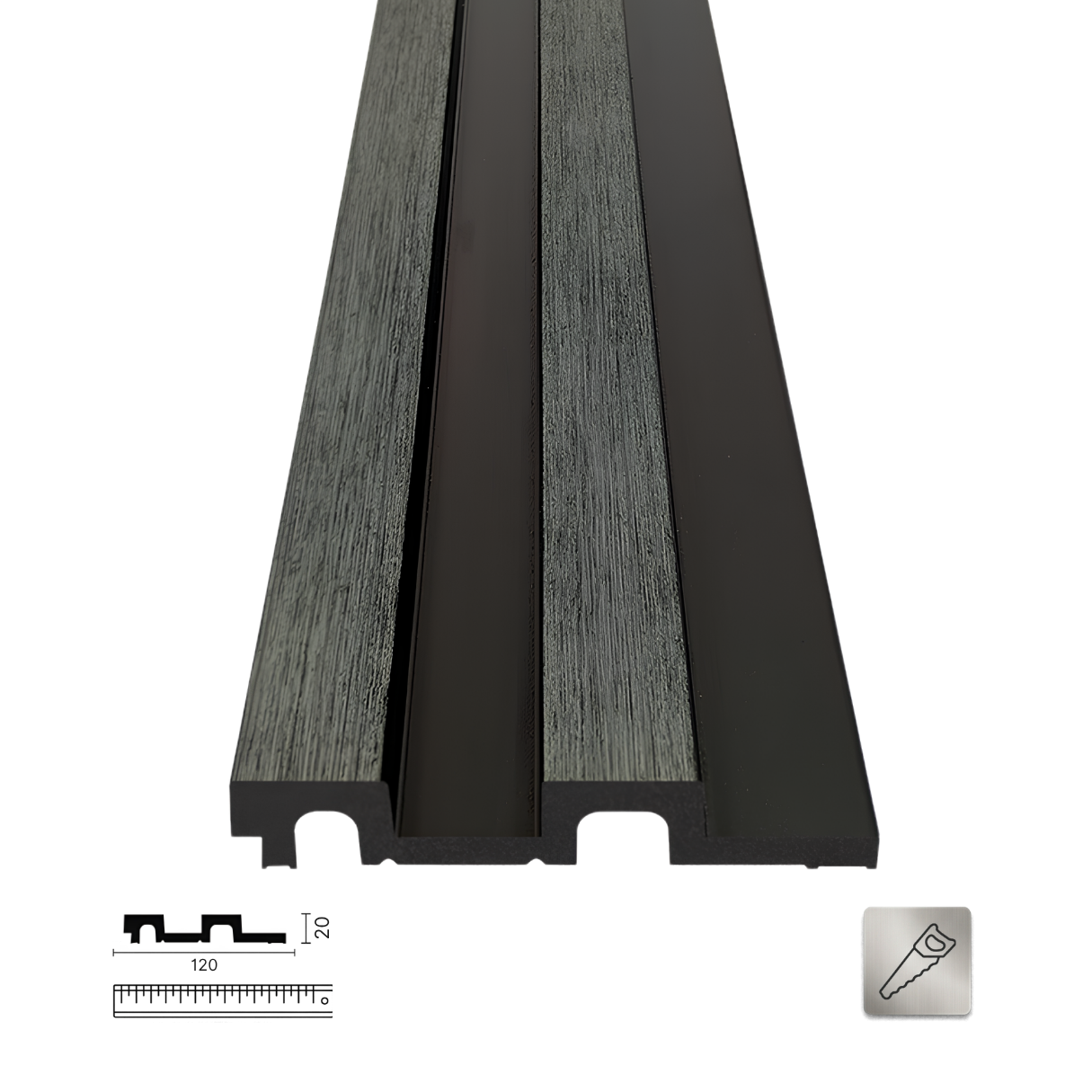 PNL-20120S Grey Black Polimer Duvar Paneli