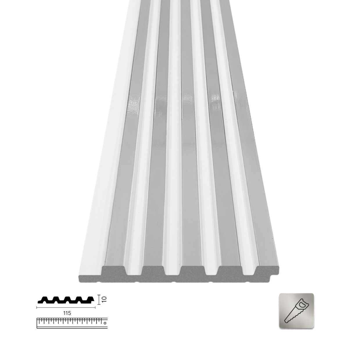 PNL-10115 White Silver Polimer Duvar Paneli