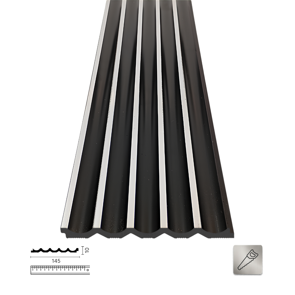 PNL-10145 Black Silver Polimer Duvar Paneli