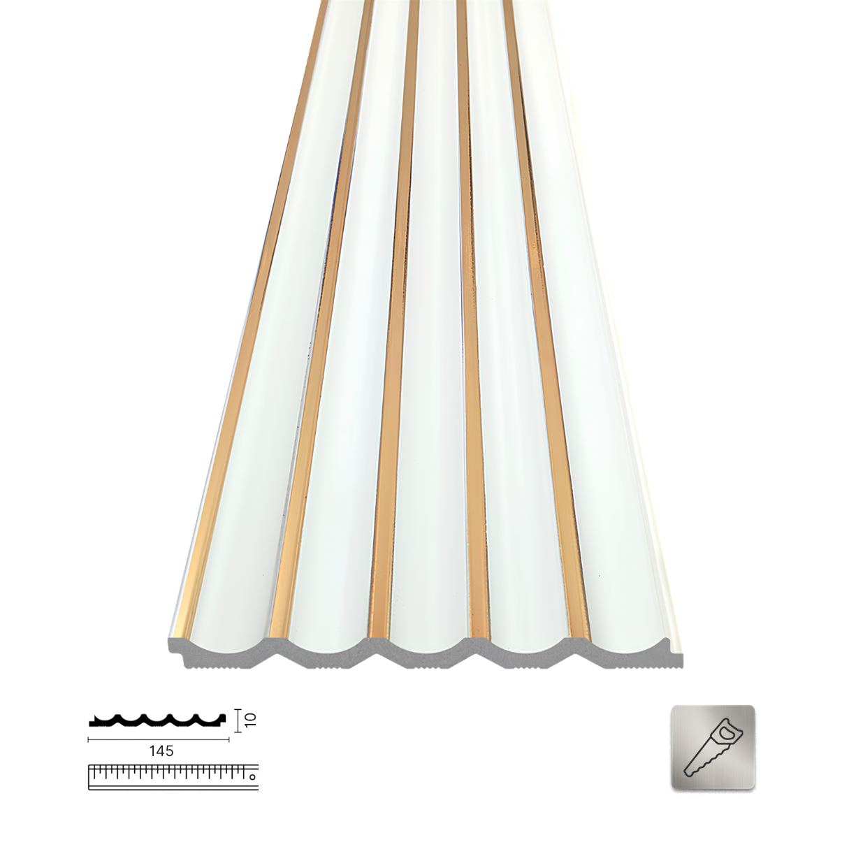 PNL-10145 White Gold Polimer Duvar Paneli