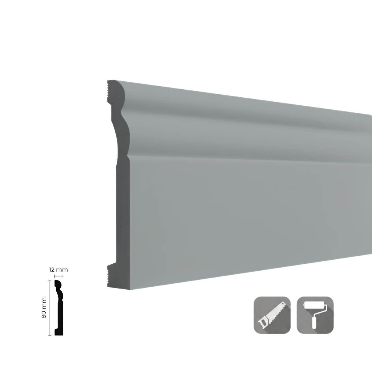 SPR-080-1 Smart Gri Polimer Süpürgelik