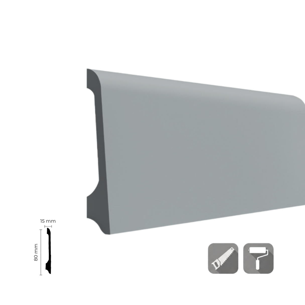 SPR-080-2 Smart Gri Polimer Süpürgelik