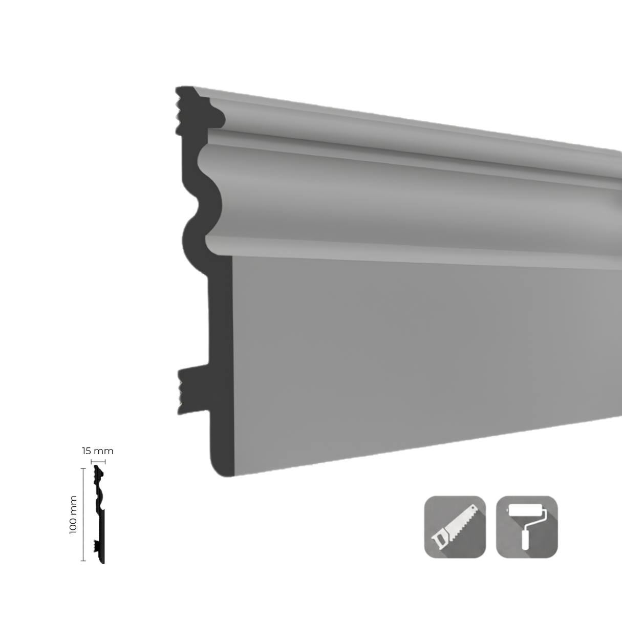 SPR-100-3 Smart Gri Polimer Süpürgelik